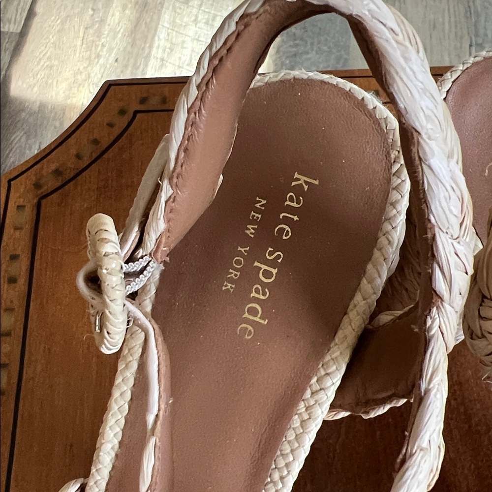 Kate Spade Beige Woven Wedges Disco model raffia dress sandals - Picture 2 of 4